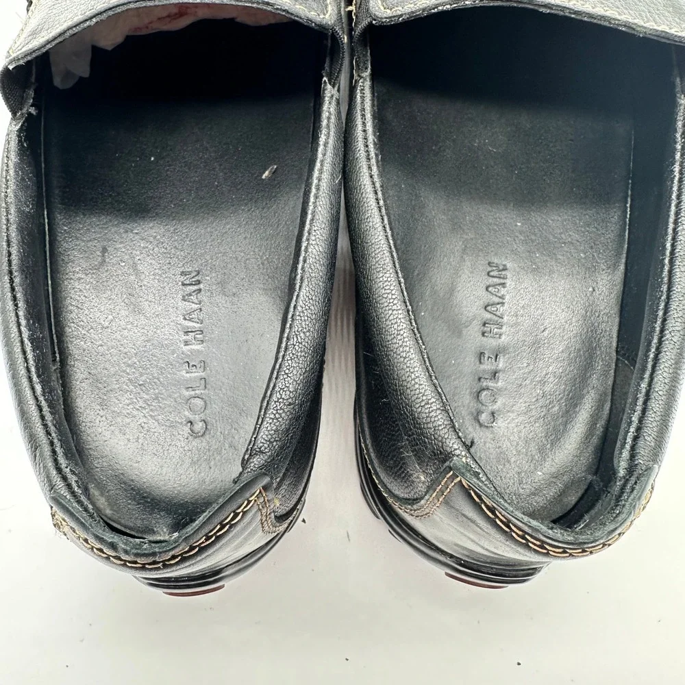Cole Haan Tucker Venetian Black Leather Driver Loafers Mens Slip On Shoes 10.5M - Picture 8 of 11